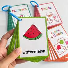 Lachilly 儿童蒙特梭利教育闪卡套装 - 学习食物、数字、颜色和形状、蔬菜和水果、身体部位、车辆交通、动物、幼儿英语闪卡、口袋卡、适合学龄前儿童、幼儿园儿童的早教益智玩具、自闭症学习玩具、英语学习材料、家庭学校课堂学习用品、认知活动卡 - 彩色 - 查看 6