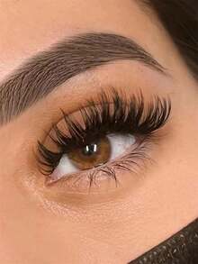 10对Elara仿貂毛假睫毛，蓬松浓密，自然纤长，化妆假睫毛 - 黑色 - 查看 2