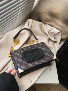 Bolsa pequena quadrada com estampa de letras avançadas para mulheres, nova bolsa de ombro larga da moda 2024, bolsa para câmera, bolsa transversal diagonal versátil, presente de Natal