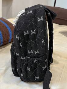 Grand sac à dos pour femme, design minimaliste avec nœud, polyvalent et ; sac de maternité en velours côtelé compact et casual, convient aux étudiantes, sac à dos mignon avec nœud, fournitures scolaires, sac d'école, sac de rentrée scolaire, sac à dos grande capacité, sac d'étudiant, sac de rentrée, grande capacité, léger, portable - Multicolore - Voir 8