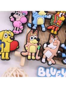 Bluey 12 piezas/6 piezas/1 pieza Divertidos dijes de colores con los personajes de Bluey, Bingo y amigos, perfectos para la decoración de la habitación, ideales para proyectos DIY, personalización creativa y regalos únicos para fans de Bluey, los regalos perfectos para fiestas (estilo aleatorio)