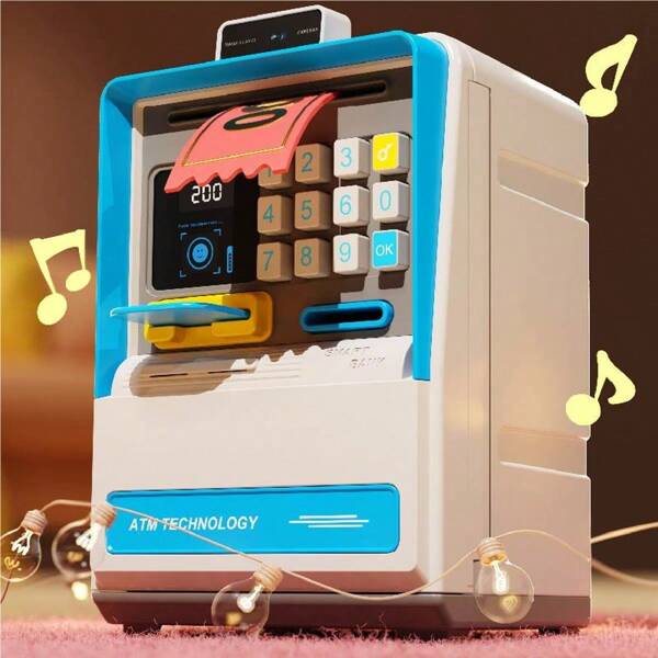 Electric Bank For Kids, Toys ATM Bank Cash Coin Can Money Saving Box Include Face ID For Boys Girls, Educational Toy Cute Stuff ATM Machine Deposit Storage Box, Best Gifts For 3+ Year Old Children, Banknotes & Coins Not Included ﻿