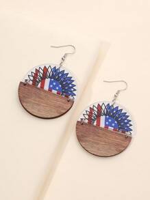 1Pair Acrylic America USA Flag Color Print Drop Earrings Suitable For Women And Girls USA Independence Day Accessories Jewelry