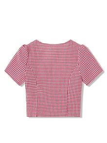 Women Y2k Coquette Button Down Shirt Cute Button Up Cap Sleeve V Neck Preppy Slim Fit Summer 90s Crop Top Blouse Vintage Lapel Collar Coquette Tops