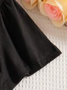 Vestido casual de verano para niñas de unicolor, cuello redondo, manga corta y longitud hasta la rodilla
