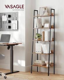 VASAGLE - Estante para Libros, Estante Estrecho de 5 Niveles, Estante de Escalera para Oficina en casa, Sala, Dormitorio, Cocina, café rústico y Tinta Negra, ULLS109B01 - Marrón Rústico + Negro - Ver 3