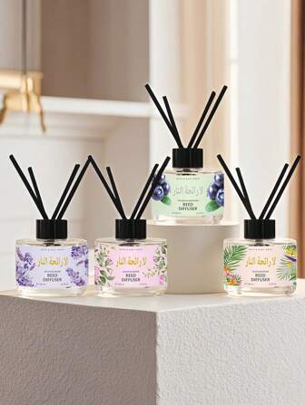 5pcs/Set, 3.38-Ounce Scent Diffuser Set - (Glass Bottle With Four Diffuser Sticks For Indoor And Bathroom Use) - Long-Lasting Air Freshener, Deodorizing And Eliminating Odors, No Electricity Required. Suitable For Home Decoration, Table Decoration, Room Incense Burning, Tabletop Ornaments, And Clothing Incense Burning