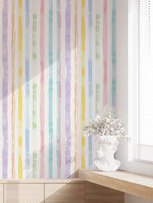 1 卷粉色、多色、浅绿色条纹即撕即贴壁纸，厚实、耐用、可移除，适用于儿童房、托儿所、家居装饰、墙面覆盖、家具改造，有 3 种尺寸可选：17.71x78.74 英寸、17.71x118.11 英寸、17.71x196.85 英寸 - 彩色 - 查看 6