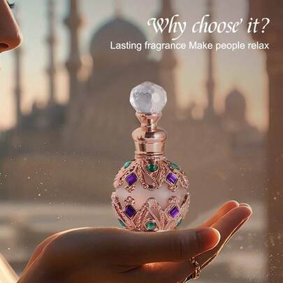 FLATPEA 15ml ALB Diamond Perfume Oil, Middle Eastern Style, Designed For Women, Floral Fruity Fragrance With Notes Of Rose, Musk, Lemon, Coconut, Vanilla, Jasmine, Alcohol-Free