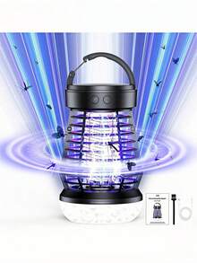 1pc 2000V Electric Mosquito Killer Lamp With 2000mAh USB Rechargeable Li-Battery, Dual-Function Portable Bug Zapper And Fly Trap, Insect Killer Light For Home, Outdoor, Garden, Restaurant - PP Material, Efficient For Moth, Wasp, Gnat, Fruit Flies