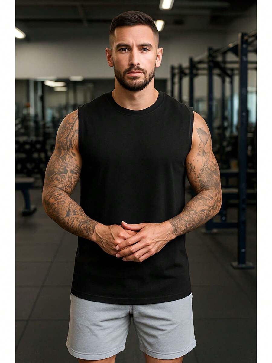 Men's Sports Tank Top, Breathable And Lightweight Moisture-Wicking, Casual And Fitness Sports T-Shirt - 黑色 - 查看 1