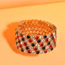 1 pieza de brazalete abierto de 5 capas con estilo europeo y americano de moda con diamantes de imitación blancos y brillantes, joyería digna de boda para mujeres adecuada para actuaciones en el escenario