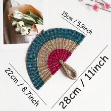1pc 28/36cm Handwoven Seagrass Hand Fan, Home Decor Wall Hanging Fan, Suitable For Elderly, Cooling In Summer, Anti-Mosquito, Lobby & Club Decor - Colorful Seaweed Fan - View 13