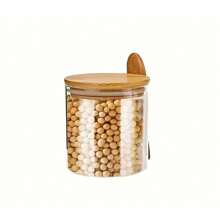 1/2pcs Transparent Glass Breakfast Jars With Bamboo Lids & Spoon, Layered Yogurt Cups With Spoon Holder, Reusable Overnight Oats Containers - Perfect For Yogurt, Oatmeal, Smoothie Bowls, Desserts & Snacks, Ideal For Meal Prep, Office Lunch, Travel, Leak-Proof Design Keeps Food Fresh, Easy To Clean, Essential For Health-Conscious People