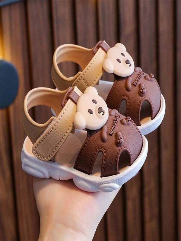 1 Pair Children Summer Sandals, Toddler Bear Pattern Non-Slip Soft Bottom Plastic Baby Infant Sandals