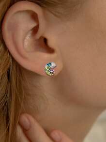 1 Coppia Di Orecchini A Perno Argento Con Camaleonti Carini, Orecchini Semplici E Di Moda Ipoallergenici Per Uso Quotidiano, Regalo Di Compleanno Per Le Donne