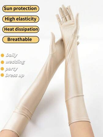 Party, Wedding, Event And Gathering Arm Sleeves. Sunscreen Long-Style Spandex High-Elastic Lady Outdoor Cycling And Driving Gloves. The Fabric Is Breathable, Skin-Friendly And Pilling-Resistant
