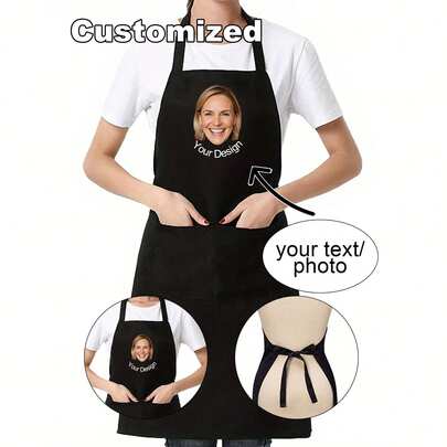 1pc Personalized Custom Chef Black Apron,Family Apron,Baking Apron,Housewife Apron,Eid Al-Adha Apron,Pet Shop Apron,Hairdresser Beauty Salon Cosmetologist Cosmetology School Barber Gift Custom,Unique,Personalized Ideal Gifts For Him Her,Boyfriend,Girlfriend,Dad,Mom,Family,Friends For Anniversaries,For Valentine's Day,For Mother's Day,For Birthdays,For Children's Day,For Father's Day,For Graduation,For Weddings,For Christmas,For Housewarming