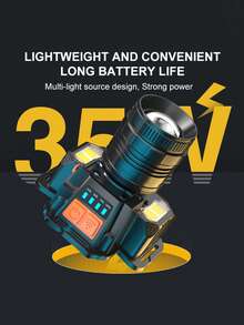 HIKEGUYS LED 头灯可充电，大功率头灯 3000 流明传感器头灯 7 种模式可调节头带手电筒带 COB 红蓝灯适用于成人户外跑步徒步露营，露营配件 - 黑色 - 查看 5