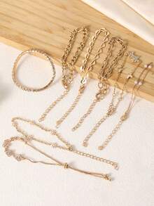 8 sztuk/10 sztuk nastoletnich łańcuszków z pazurami z bransoletką z łańcuszkiem z kryształkami, uroczy chwost w kształcie gwiazdy, wszechstronna bransoletka