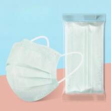 50pcs Flat Macaron 3-Ply Disposable Cute Printed High-Quality Face Masks, 5 Color Options, Lightweight For Summer