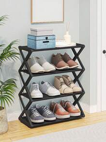 1 pieza Estantería plegable de 4 niveles multiuso organizadora, estantería de zapatos a prueba de polvo, de fácil montaje para dormitorio y hogar