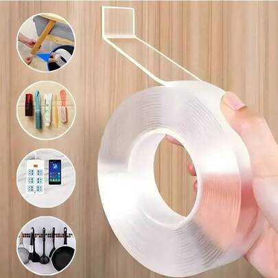 1pc Transparent Double-Sided Tape, Transparent Non-Fading Nano Bubble Glue, Strong Hook Double-Sided Tape