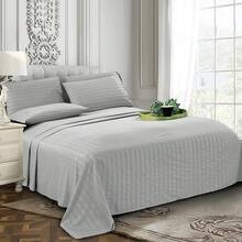 Elegant Comfort, Softest, Coziest 6-Piece Sheet Sets! 1500 Hotel Quality Luxurious Wrinkle Resistant Damask Stripe Bed Sheet Set, Black - Bedding 2025 - 銀色 - 查看 2
