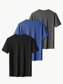 [夏季] 3件套男士户外运动休闲透气弹力短袖T恤 - 彩色 - 查看 2