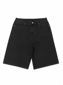 Pantaloncini di jeans straight leg lavati classici a 5 tasche per uomo GlobeSwift - nero - Visualizzare 6