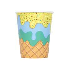 Decoraciones para fiesta de cumpleaños de helados 10 piezas/20 piezas/50 piezas/80 piezas, vajilla desechable de papel para fiesta de helados, platos, vasos, servilletas, decoraciones de mesa para fiesta de verano de helados o cumpleaños, suministros para fiesta de verano de helados - Multicolor - Ver 13
