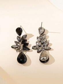1 par de elegantes pendientes con colgante de cristal, estilo europeo y americano de alta gama