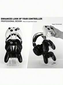 1 pieza Estante de almacenamiento de 3 niveles para control de juego de acrílico, soporte para auriculares, soporte de exhibición transparente, colgador de exhibición para auriculares