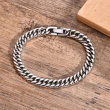 1 pieza Brazalete de acero inoxidable de 8 mm para hombres, estilo grueso, regalo de joyería poderosa para hombres y niños, longitud de 21,5 cm