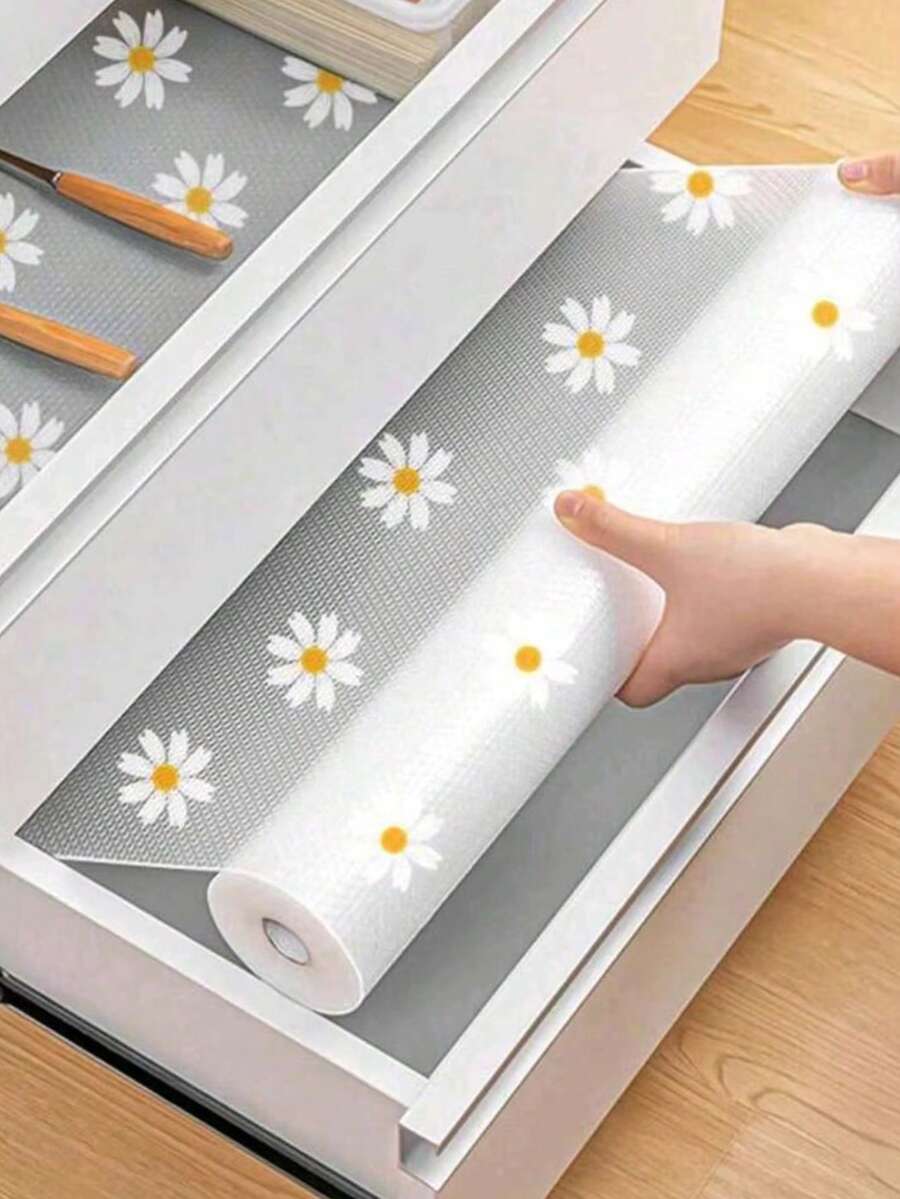2 Roll Daisy Shelf Liner For Kitchen Cabinets,Non-Adhesive Drawer Liner,Non-Slip Refrigerator Liner,EVA Waterproof Fridge Pad Cupboard Mat Easy Placemats. ,Dehumidifier For Home - Multicolor - View 1
