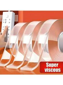 1pc Transparent Double-Sided Tape, Transparent Non-Fading Nano Bubble Glue, Strong Hook Double-Sided Tape