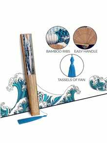 1 pieza Abanico plegable de mano con flores, abanico de seda y bambú con borlas, abanico plegable de mano calado para mujeres, adecuado para viajes al aire libre, actuaciones de baile, uso con cheongsam, accesorios de fotografía, regalos decorativos (estilo retro), color de borla aleatorio - multicolor - Ver 5