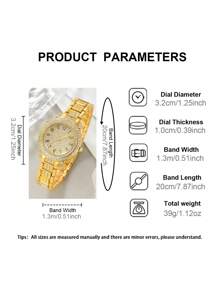 7pcs Women's Watches Fashion Digital Scale Dial Rhinestone Quartz Watch Round Hands Women's Watches & Jewelry Accessories Rhinestone Necklace Bracelet Earrings Ring Set Party Wedding Gift Beach Vacation Valentine Gift