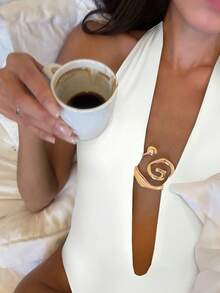 新款春夏性感优雅白色纯色沙滩度假派对约会连体泳衣（女款） - 白色 - 查看 2