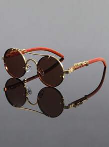 Gafas de moda vintage con estilo punk para hombres, gafas personalizadas de hipster con montura redonda y elementos de animales