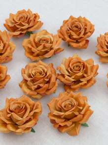6 Stück künstliche orange Rosen für Hochzeit im Herbst, Party Dekorationen, Tortendekorationen mit Kunstpflanzen, Herbstdekorationen für Raum, Schreibtisch, Garten, Raumdekoration, Geburtstags- und Abschlussgeschenke, Herbstdekoration, Herbst
