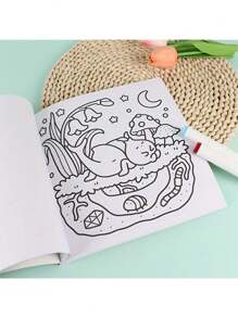 1pc Into Gardens :Easy Coloring Book For Adults And Teens, Coloring Book Super Cute Designs Of Cozy, Hygge Spaces For Relaxation (Cozy Spaces Coloring) .Back To School A Relaxing Gift For Friends, Couples, And Family . Painting Kit [Default Without Pen]