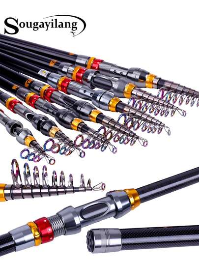 SOUGAYILANG 1.8M-3.6M Teleskopik Olta Kamışı - Karbon Fiber, Metal Makara Yatağı, Rahat Teleskopik Sap, Bas Alabalık Balıkçılığı İçin Seyahat Olta Kamışı