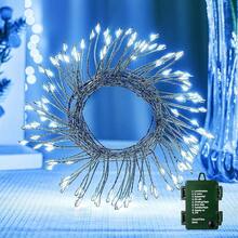 New Fairy Lights Battery Operated, 10 FT 120LED Twinkle Firecracker String Lights  8 Mod & Timer, Waterproof Cler For DIY Outdoor Wreath Wedding Christmas Dration, Pure - 純白-綠線 120 個 LED - 查看 1