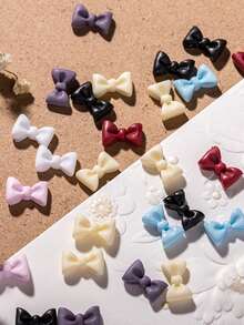 100 件简约 3D 哑光蝴蝶结设计树脂指甲装饰配件，小蝴蝶结指甲饰品指甲用品指甲饰指甲宝石