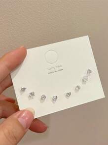 3/4/5pcs Minimalist Small Geometric Stud Earrings Set, Versatile For Daily Wear
