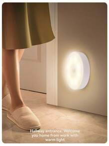 Luz de paso LED 1/3 con sensor de movimiento, luz nocturna recargable por USB, brillo ajustable, montaje semi-empotrado en pared, apta para cocina, gabinetes, escaleras, armarios, habitaciones - Plástico, blanco, magnético, regulable, eficiente energéticamente, desmontable (Batería de litio incorporada de 250mAh)