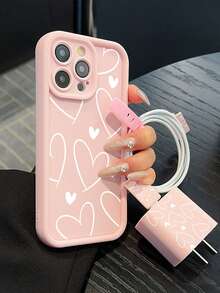 5pcs Pink Phone Case Set, Compatible With IPhone 17, 17 Air, 17 Pro, 17 Pro Max, Includes Charger Head, Data Cable, Lanyard