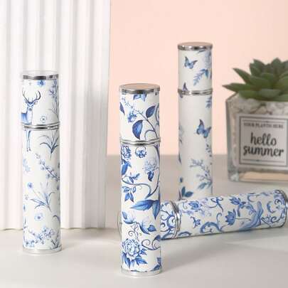 10毫升可再填充香水瓶 - 蓝色瓷皮玻璃设计，优雅的旅行雾化器