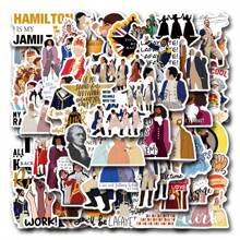 Juego de 55 pegatinas temáticas de "Hamilton" - Calcomanías reutilizables y autoadhesivas con referencias históricas y de cultura pop para portátiles, botellas de agua, monopatines, teléfonos - PVC duradero, multicolor, formas irregulares